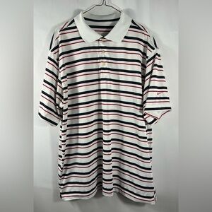 Nike Golf Dri-Fit White Red Black Striped Polo Short Sleeve Shirt XL Q1